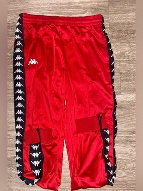 Kappa Red Track Joggers with Black Logo Taping large men jogger sweatpants